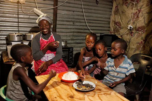 Mother and children part of the Family Strengthening Program in Ondangwa, Namibia