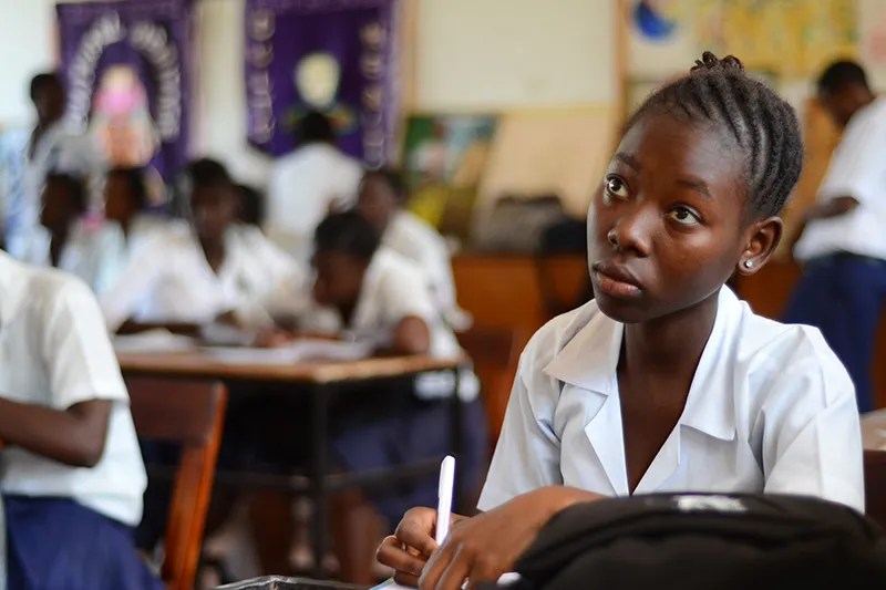 Attentive girl in class