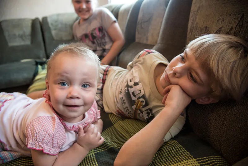 Infant smiling in Urkaine