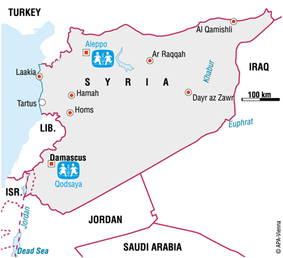 Map of SOS in Syria - Sponsor a child in Syria