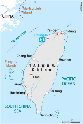Map of SOS in Taiwan, China - Sponsor a child in Taiwan