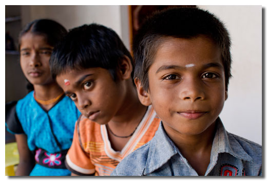 Three orphaned and abandoned children in Puducherry, India