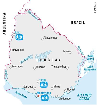 Map of Uruguay - Sponsor a Child in Uruguay